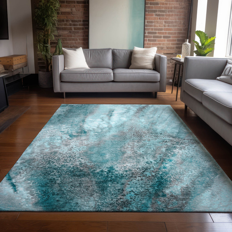 9' X 12' Gray and Ivory Abstract Washable Non Skid Indoor Outdoor Area Rug