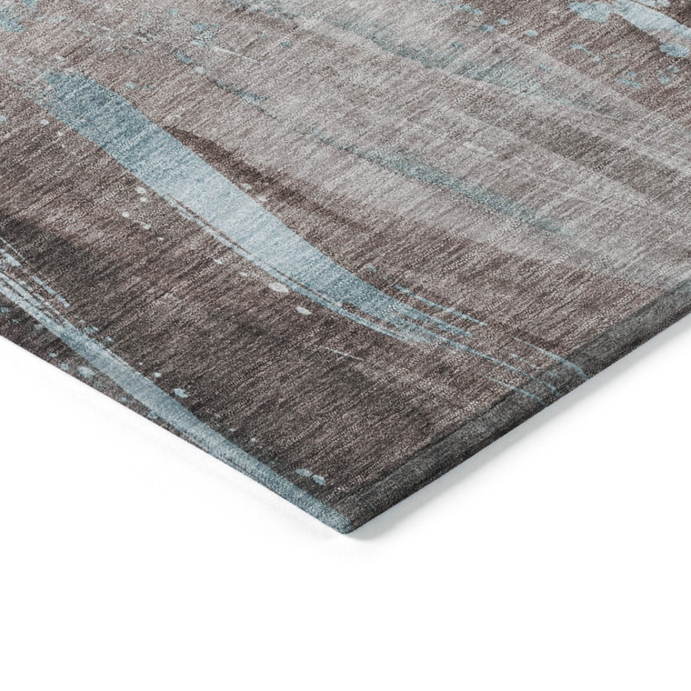 10' X 14' Taupe Sky Blue And Ivory Abstract Washable Indoor Outdoor Area Rug