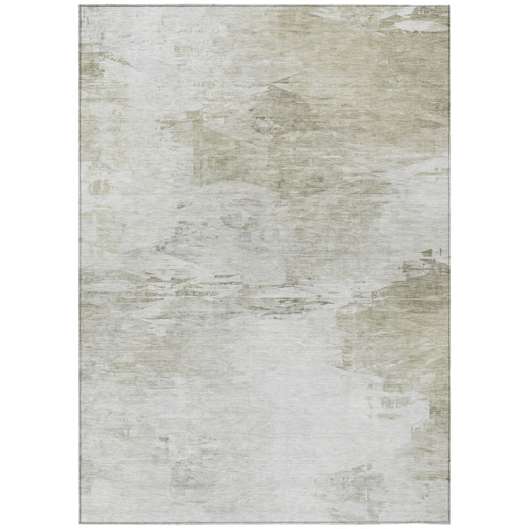 10' X 14' Ivory Beige And Taupe Abstract Washable Indoor Outdoor Area Rug