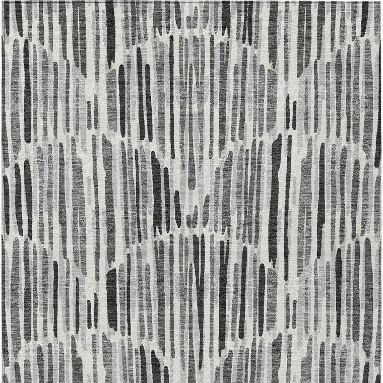 10' X 14' Gray Ivory And Charcoal Abstract Washable Indoor Outdoor Area Rug