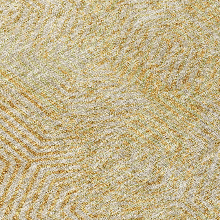 8' X 10' Gold And Beige Geometric Washable Indoor Outdoor Area Rug