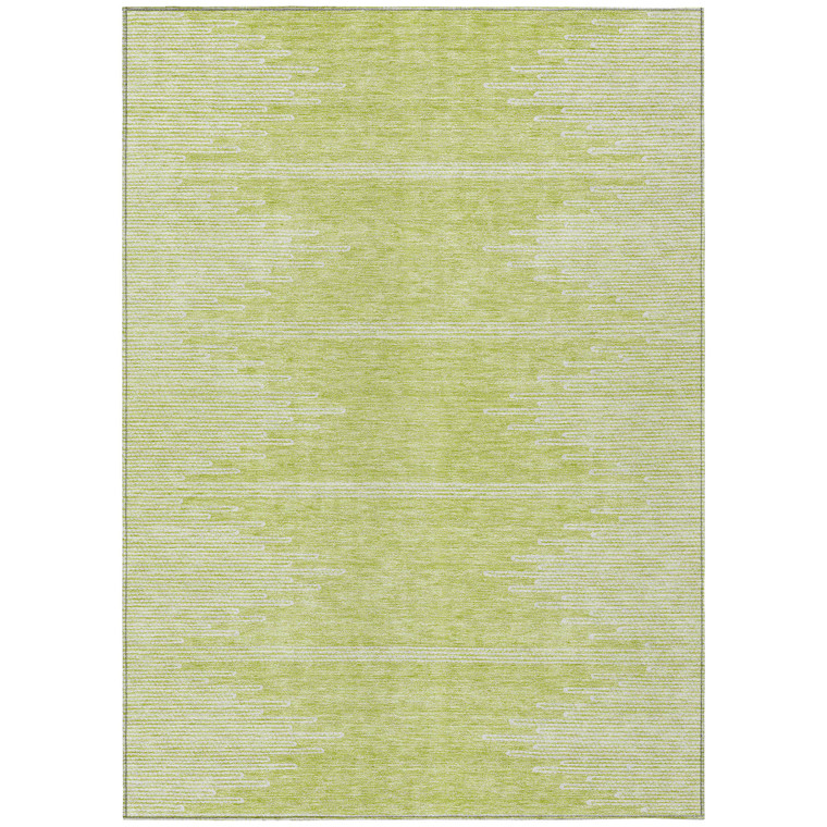 10' X 14' Artichoke Green And Ivory Abstract Washable Indoor Outdoor Area Rug