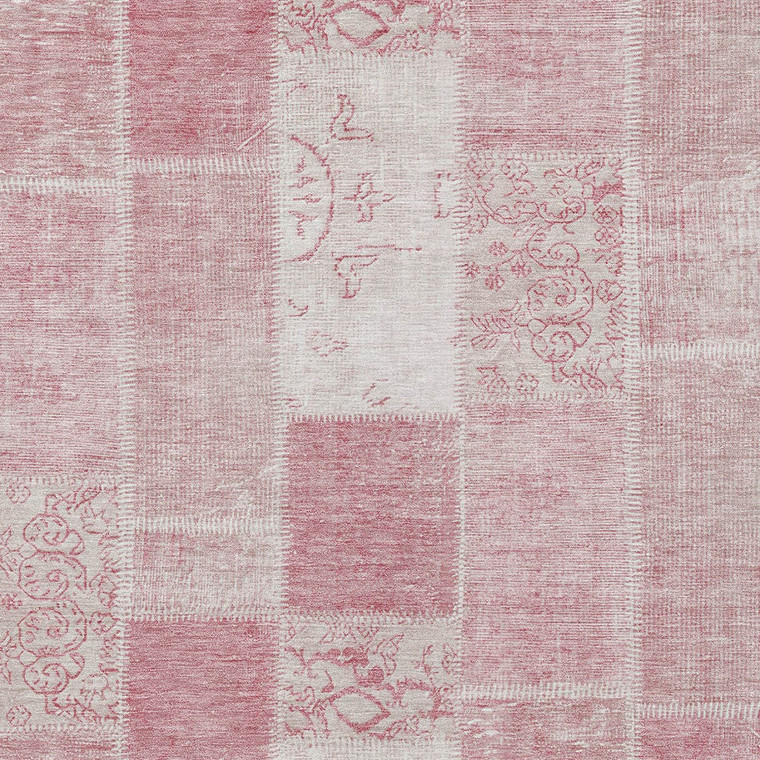 10' X 14' Pink Blush And Ivory Patchwork Washable Indoor Outdoor Area Rug