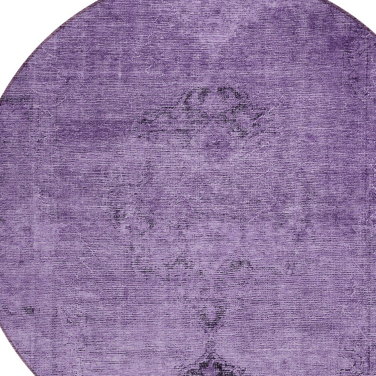 8' Purple Eggplant And Lavender Round Oriental Washable Indoor Outdoor Area Rug