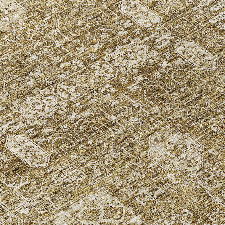 8' X 10' Brown Beige And Ivory Oriental Washable Indoor Outdoor Area Rug