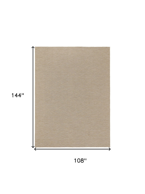 9' X 12' Natural And Light Brown Geometric Indoor Outdoor Area Rug