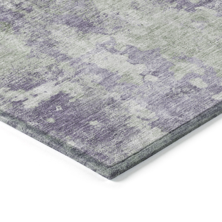 9' X 12' Purple And Green Abstract Washable Indoor Outdoor Area Rug