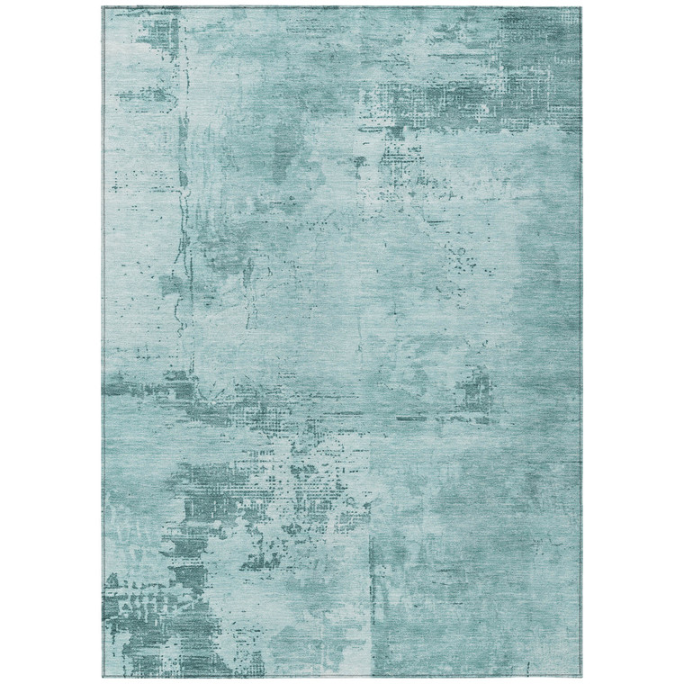 10' X 14' Blue And Ivory Abstract Washable Indoor Outdoor Area Rug Transitional Style - Blue, Ivory Color
