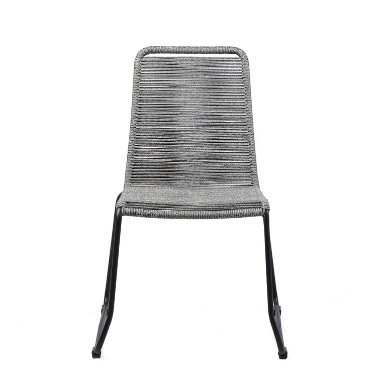 Set of Two 23" Gray Metal Outdoor Dining Chair