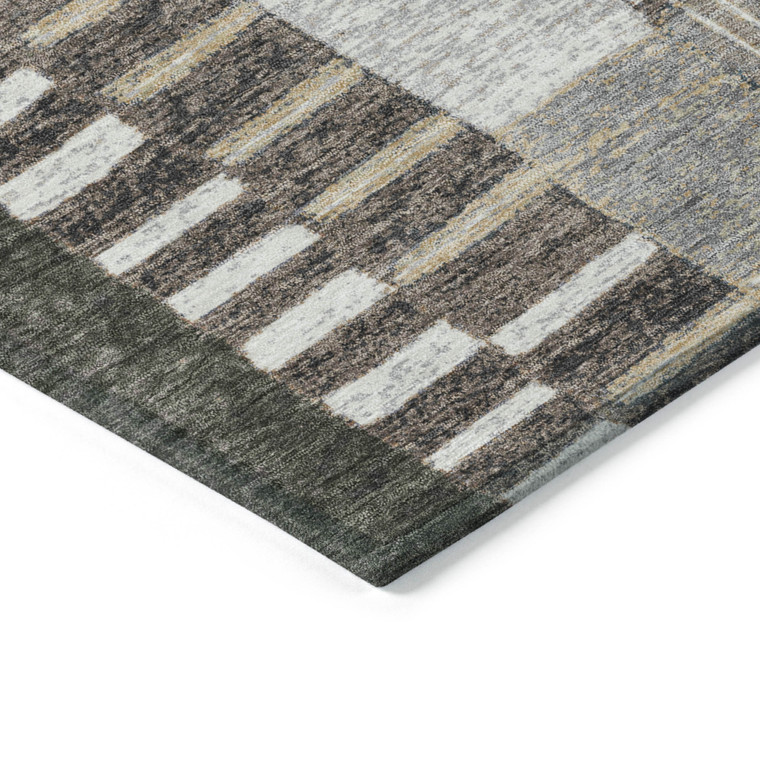 10' X 14' Brown Ivory And Gray Geometric Washable Indoor Outdoor Area Rug