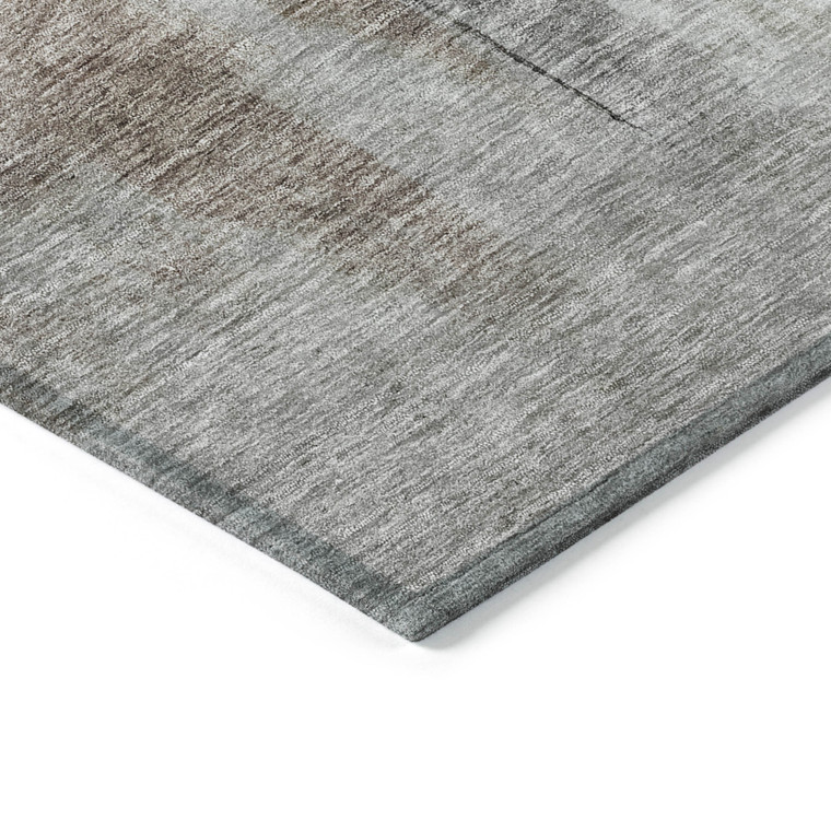 9' X 12' Brown Black And Gray Abstract Washable Indoor Outdoor Area Rug