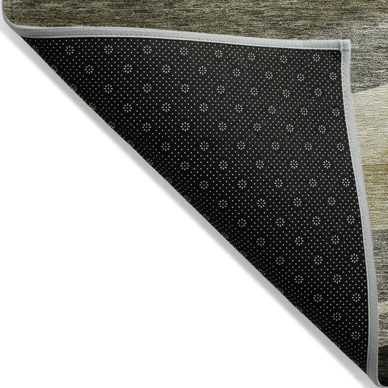 10' X 14' Taupe Gray And Black Abstract Washable Indoor Outdoor Area Rug