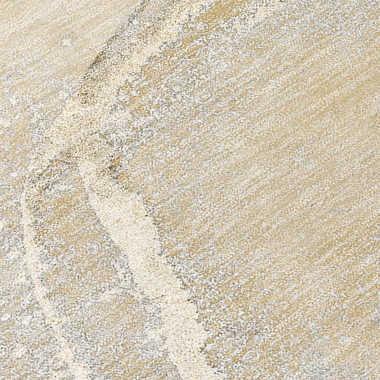 8' Round Beige Abstract Washable Indoor Outdoor Area Rug