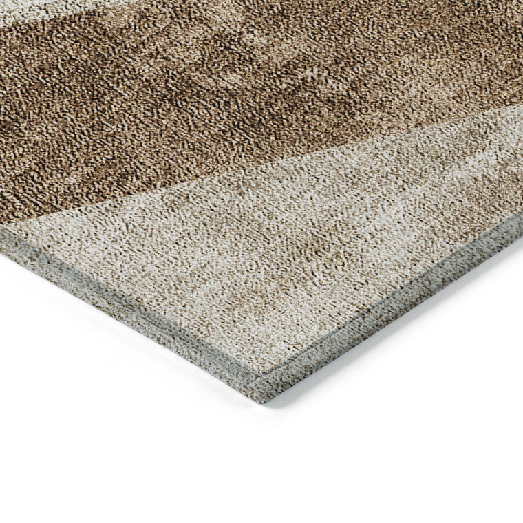 10' X 14' Brown And Beige Geometric Washable Indoor Outdoor Area Rug