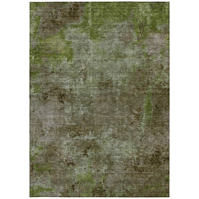 10' X 14' Brown Abstract Washable Indoor Outdoor Area Rug