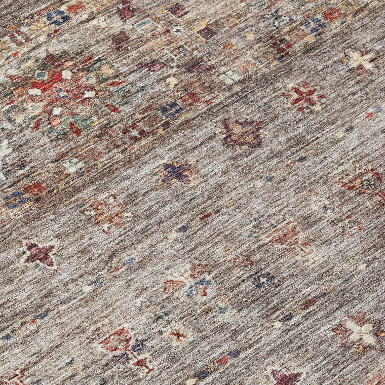 10' X 14' Gray Tan And Terra Cotta Floral Washable Indoor Outdoor Area Rug