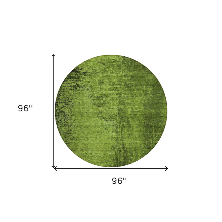 8' Round Green Round Abstract Washable Non Skid Indoor Outdoor Area Rug - Green