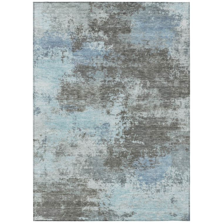 10' X 14' Taupe And Sky Blue Abstract Washable Indoor Outdoor Area Rug