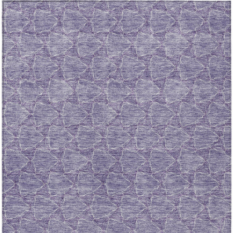 9' X 12' Lavender And Ivory Geometric Washable Indoor Outdoor Area Rug Transitional Style - Lavender, Ivory Color
