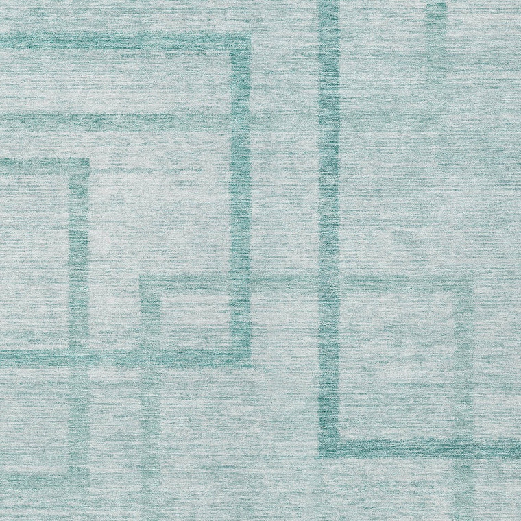 9' X 12' Teal Blue And Aqua Geometric Washable Indoor Outdoor Area Rug - 608219390747