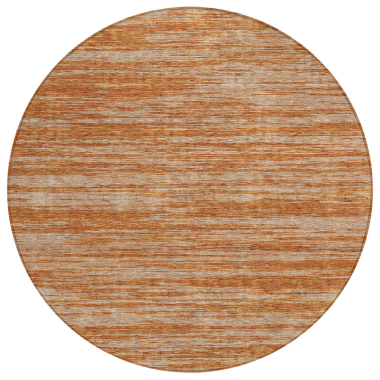 8' Copper And Rust Round Abstract Washable Indoor Outdoor Area Rug