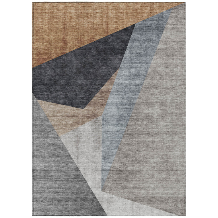 8' X 10' Taupe Beige And Gray Abstract Washable Indoor Outdoor Area Rug Transitional Style - Taupe, Beige, Gray Color