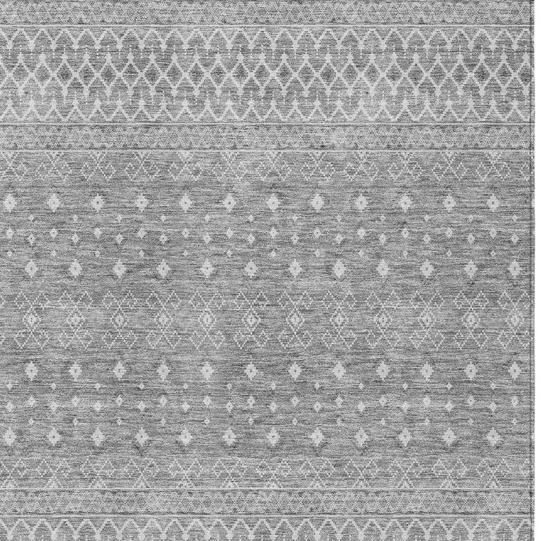 10' X 14' Silver Gray And Ivory Tribal Washable Indoor Outdoor Area Rug