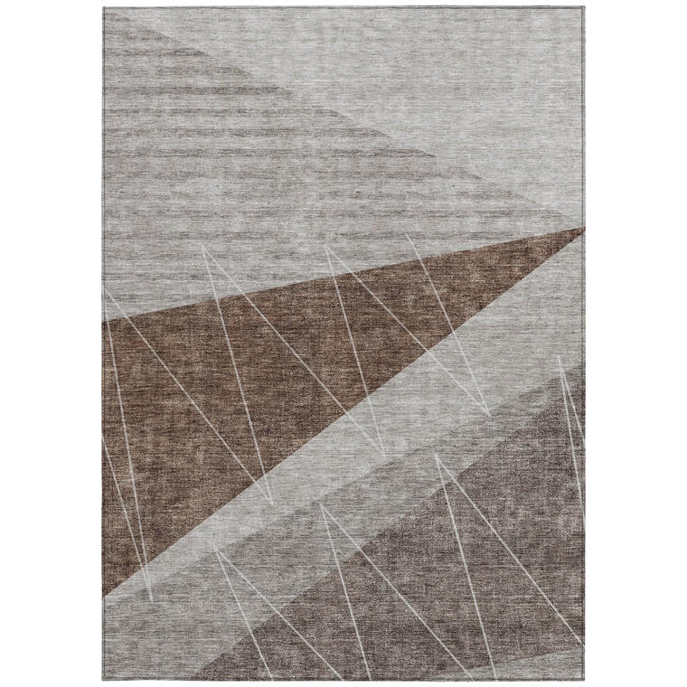 8' X 10' Gray Silver And Taupe Geometric Washable Indoor Outdoor Area Rug