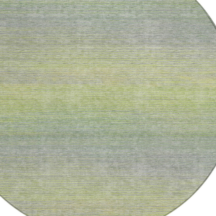 8' Artichoke Green Round Striped Washable Indoor Outdoor Area Rug - Artichoke Green
