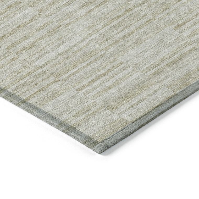 8' X 10' Taupe Beige And Tan Striped Washable Indoor Outdoor Area Rug