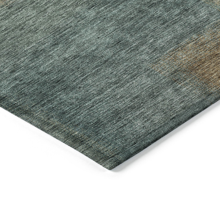 8' X 10' Teal Blue Brown And Taupe Abstract Washable Indoor Outdoor Area Rug