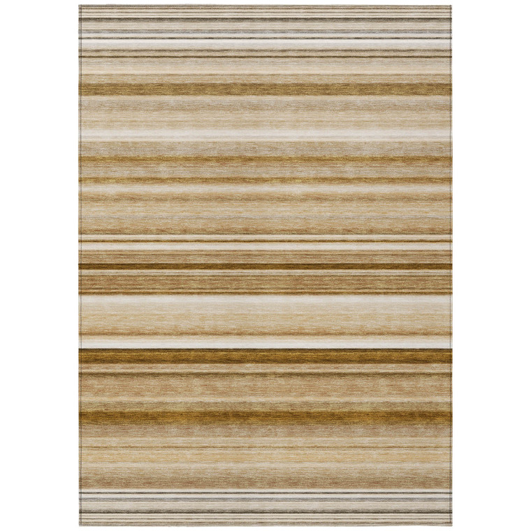 8' X 10' Chocolate Striped Washable Non Skid Indoor Outdoor Area Rug