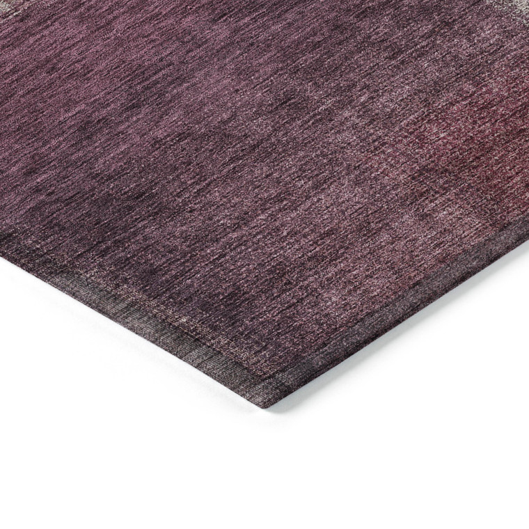 8' X 10' Plum Mauve And Beige Abstract Washable Indoor Outdoor Area Rug
