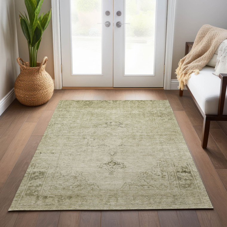10' X 14' Beige Taupe And Brown Oriental Washable Indoor Outdoor Area Rug