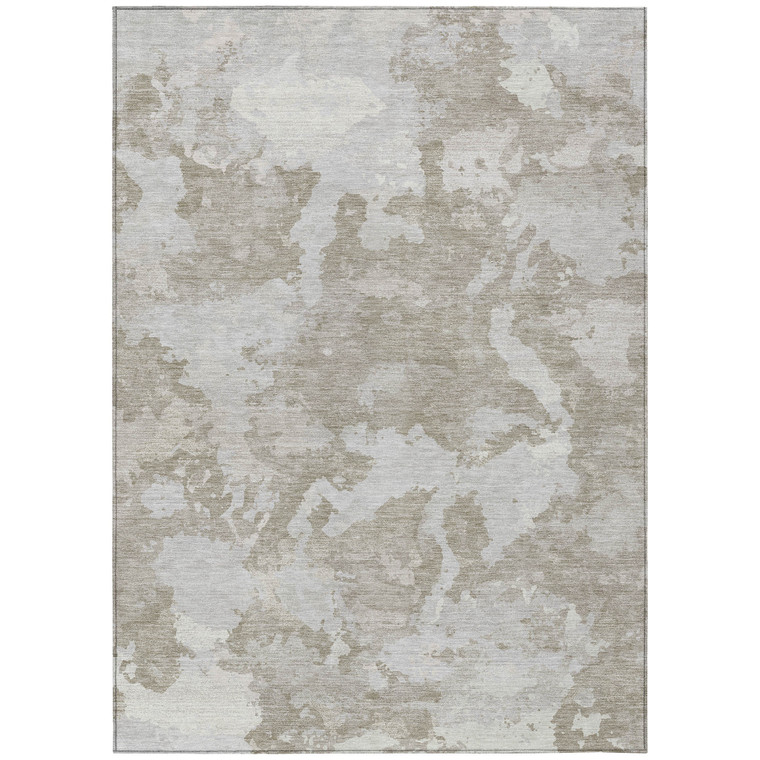 9' X 12' Taupe And Brown Abstract Washable Indoor Outdoor Area Rug - 880016783865