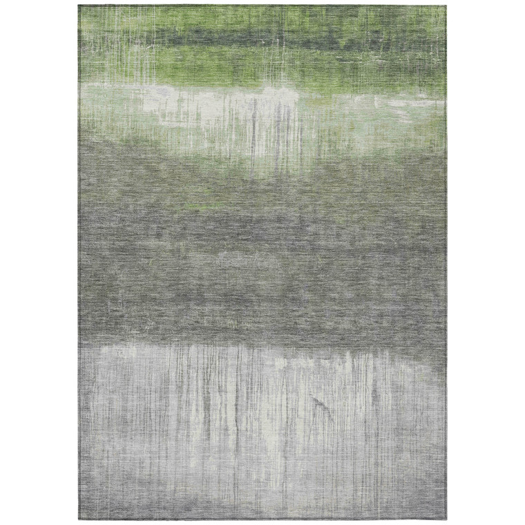 10' X 14' Fern Green And Gray Abstract Washable Indoor Outdoor Area Rug - Fern Green, Gray