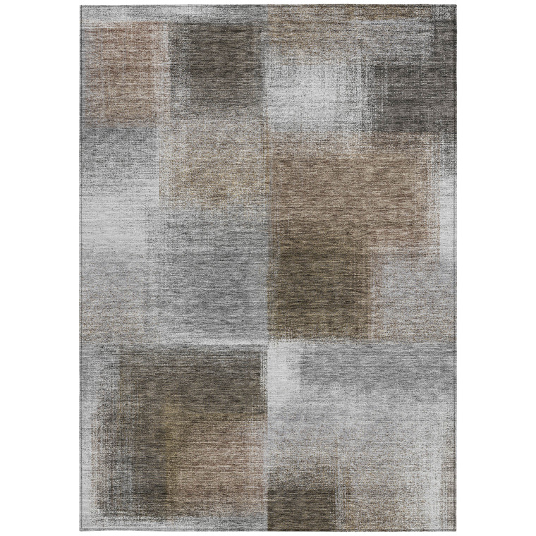8' X 10' Silver Gray And Beige Abstract Washable Indoor Outdoor Area Rug