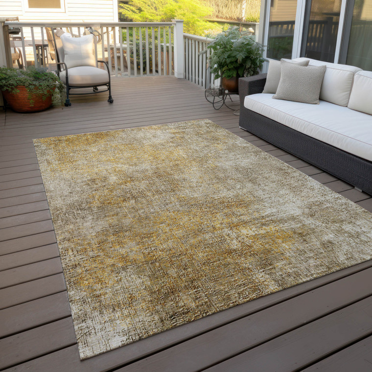 10' X 14' Beige Taupe And Ivory Abstract Washable Indoor Outdoor Area Rug