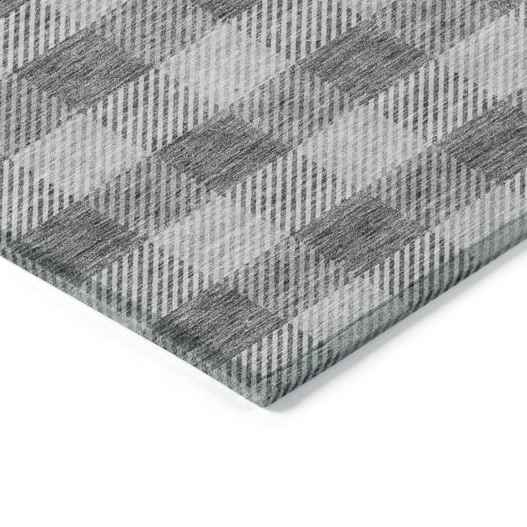 8' X 10' Gray And Charcoal Plaid Washable Indoor Outdoor Area Rug - Gray, Charcoal
