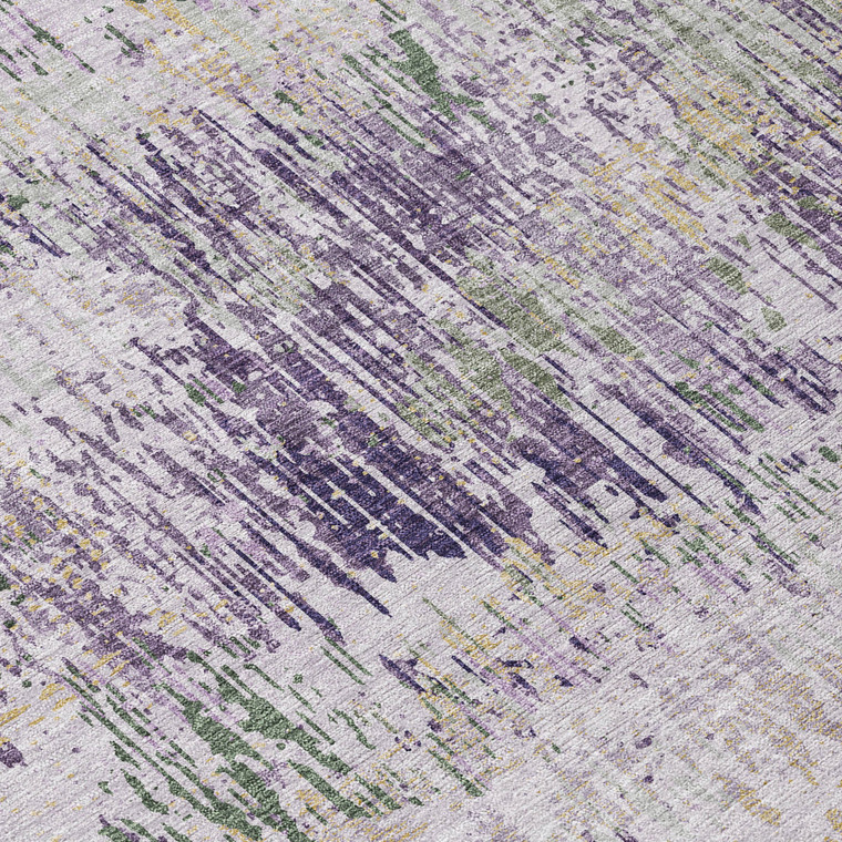 8' Lavender And Purple Round Striped Washable Indoor Outdoor Area Rug - 880016748833