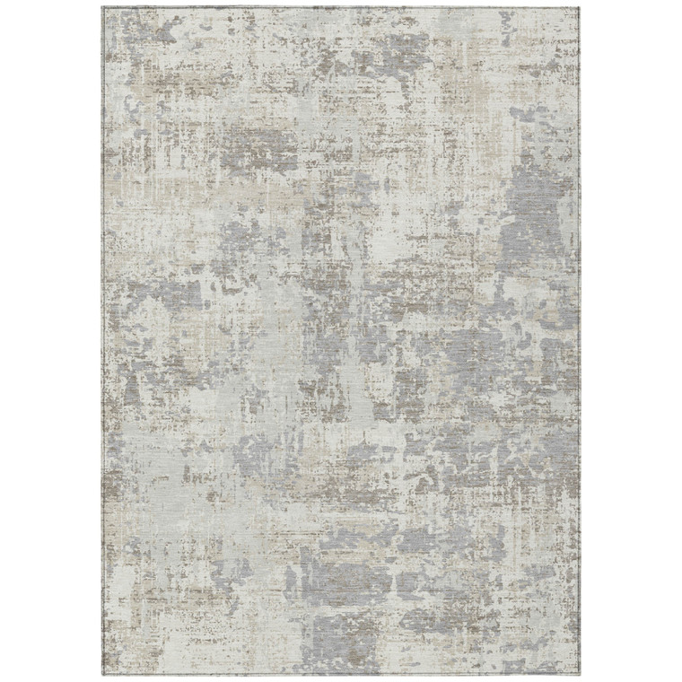 10' X 14' Ivory And Gray Abstract Washable Indoor Outdoor Area Rug Transitional Style - Ivory, Gray Color