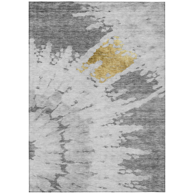 8' X 10' Gray Silver And Charcoal Abstract Washable Indoor Outdoor Area Rug - 608219326647
