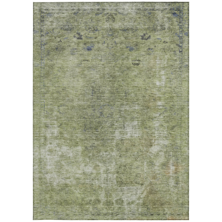 8' X 10' Artichoke Green And Beige Abstract Washable Indoor Outdoor Area Rug - Artichoke Green, Beige