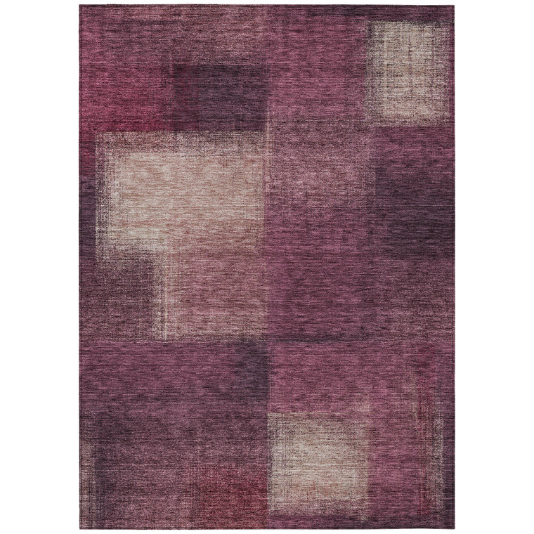 9' X 12' Plum Mauve And Beige Abstract Washable Indoor Outdoor Area Rug