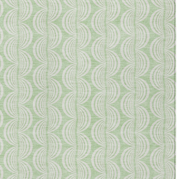 10' X 14' Mint Green And Beige Ogee Washable Indoor Outdoor Area Rug