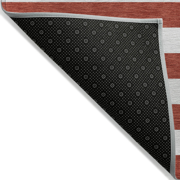 10' X 14' Red and White Striped Washable Non Skid Indoor Outdoor Area Rug