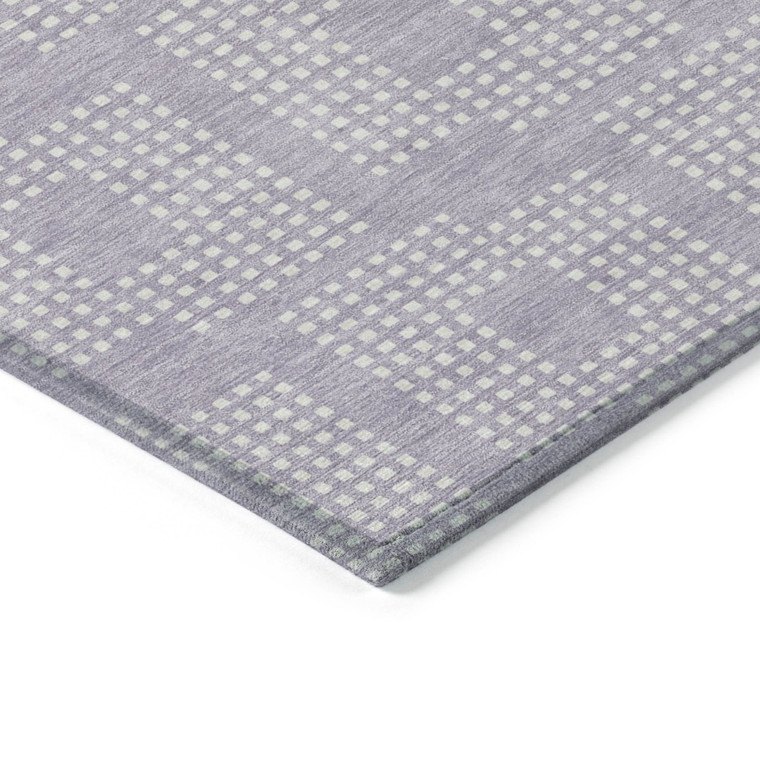 10' X 14' Lavender And Ivory Geometric Washable Indoor Outdoor Area Rug Transitional Style - Lavender, Ivory Color
