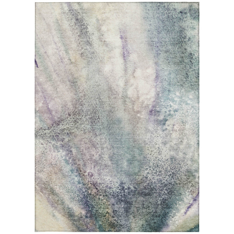 9' X 12' Ivory Abstract Washable Non Skid Indoor Outdoor Area Rug