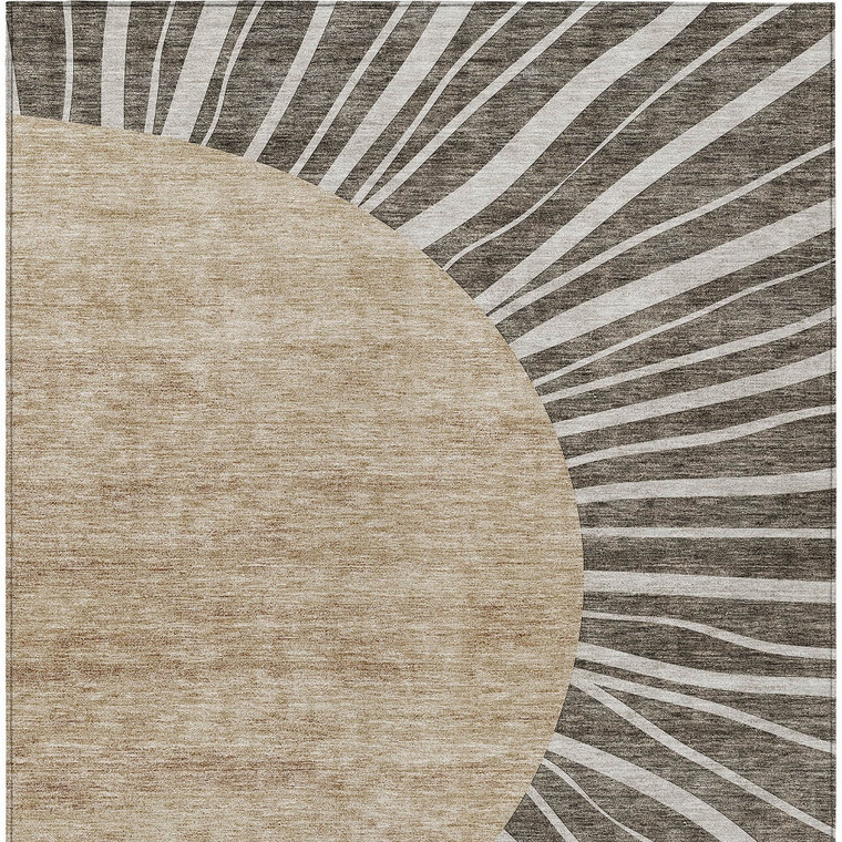 8' X 10' Chocolate Beige And Taupe Abstract Washable Indoor Outdoor Area Rug