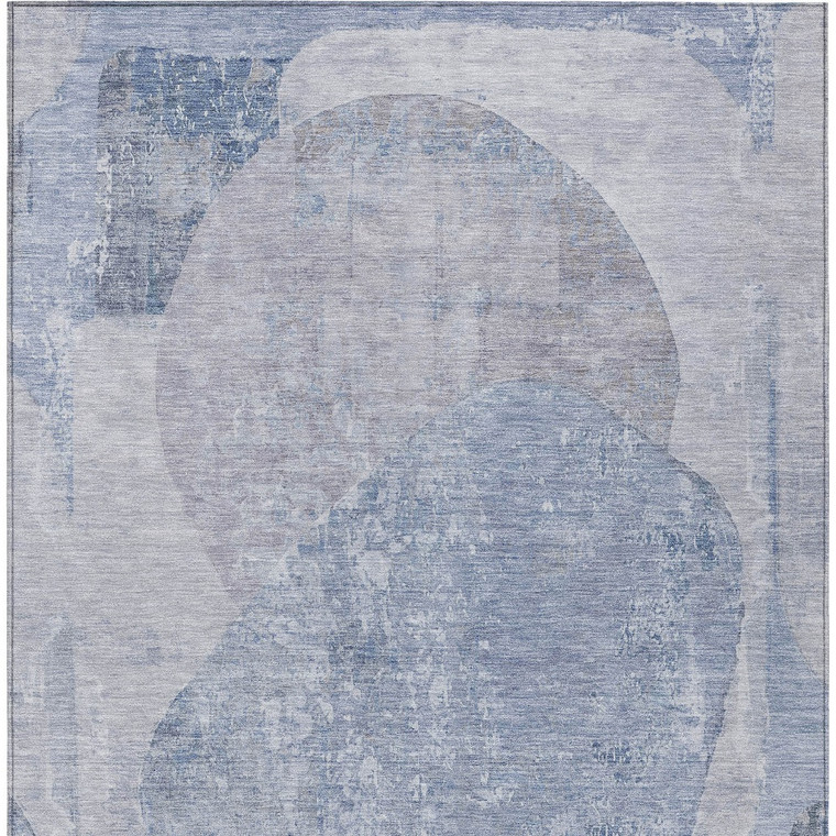 10' X 14' Sky Blue And Denim Blue Abstract Washable Indoor Outdoor Area Rug - Sky Blue, Denim Blue